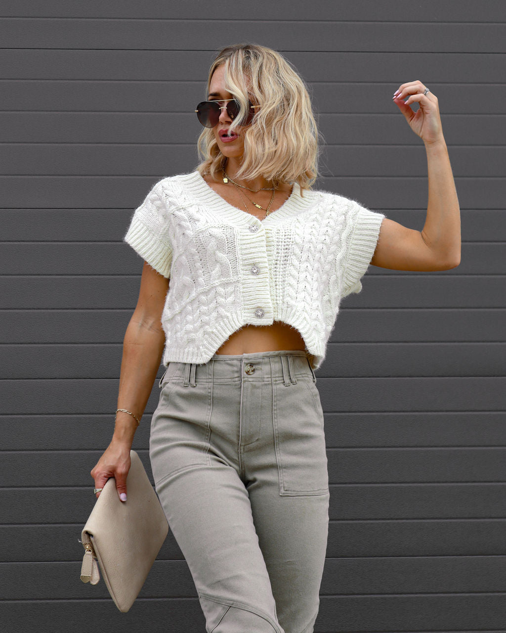 One In A Million Cable Knit Sweater Vest - Ivory