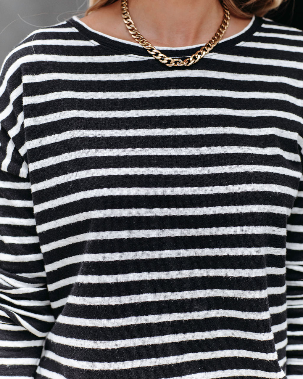 Well Loved Striped Knit Top - Black - FINAL SALE