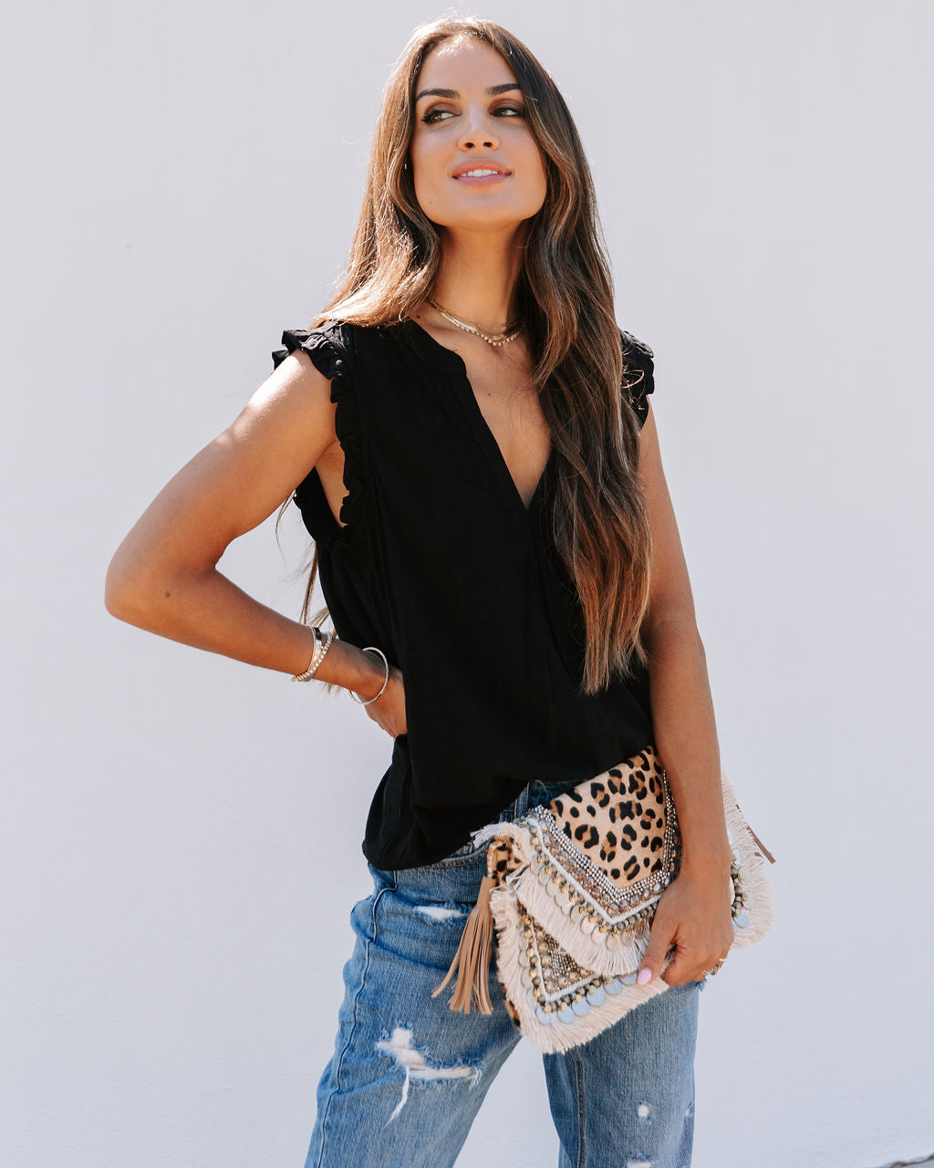 Normandie Ruffle Top - Black - FINAL SALE