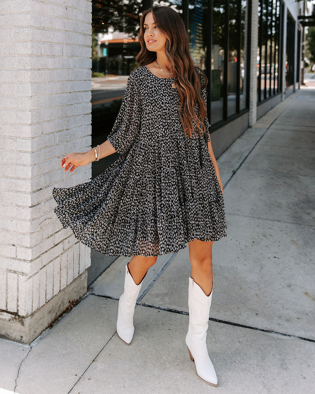 Sawyer Floral Pocketed Crinkle Babydoll Dress