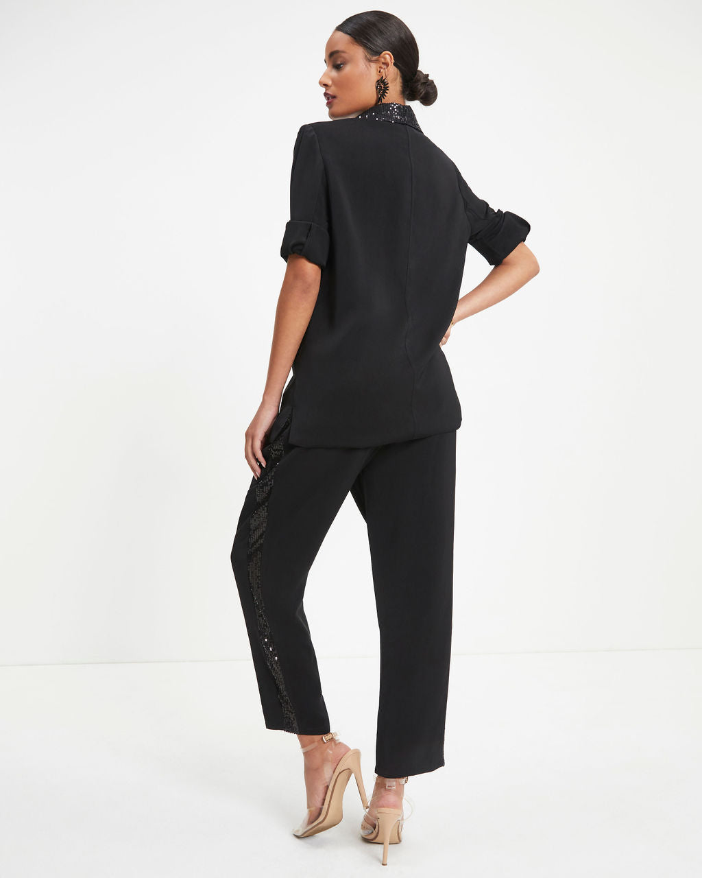 Always A Party Sequin Contrast Blazer - Black