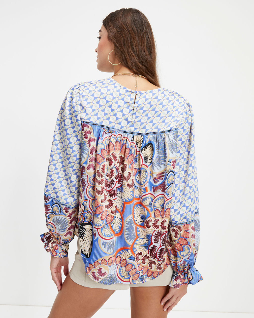 Owen Satin Printed Long Sleeve Top - FINAL SALE