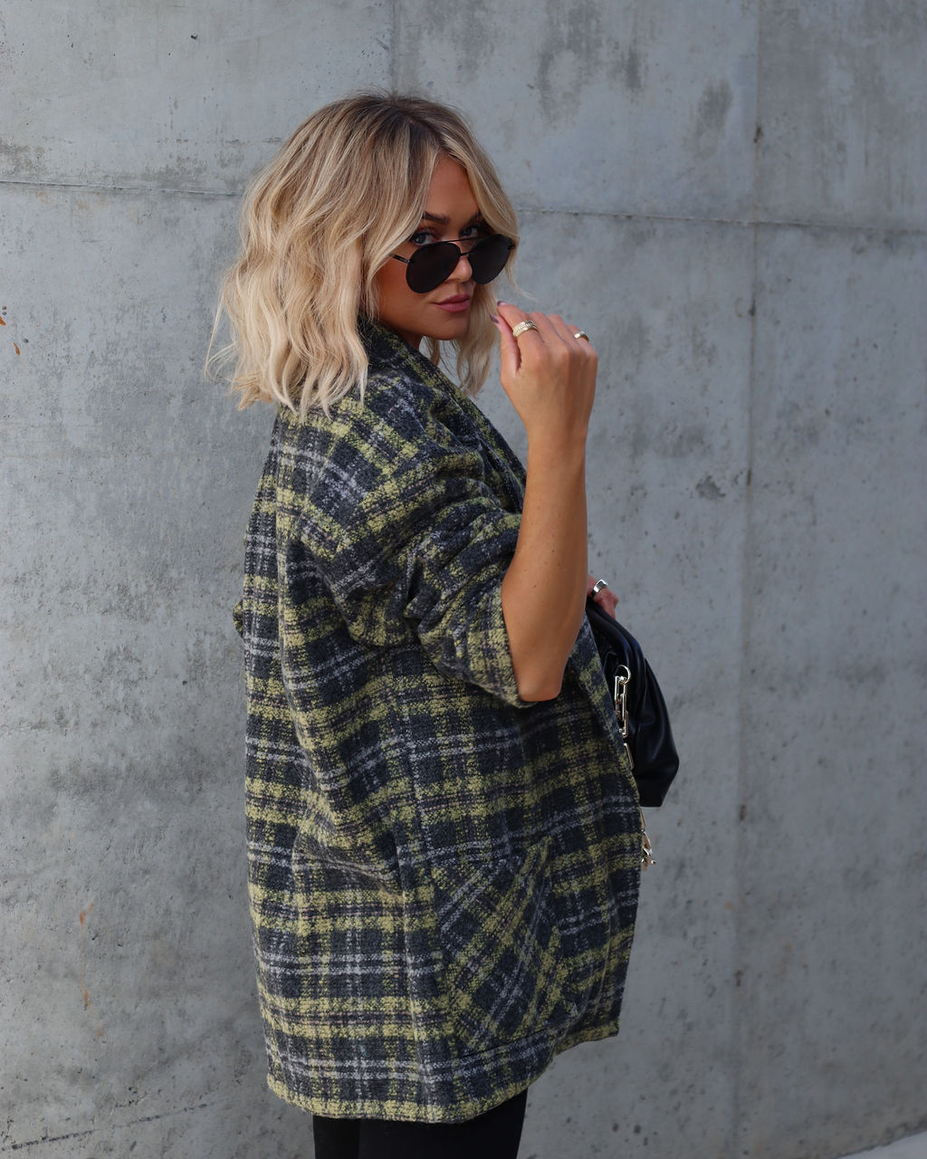 Please Stand Up Pocketed Plaid Coat
