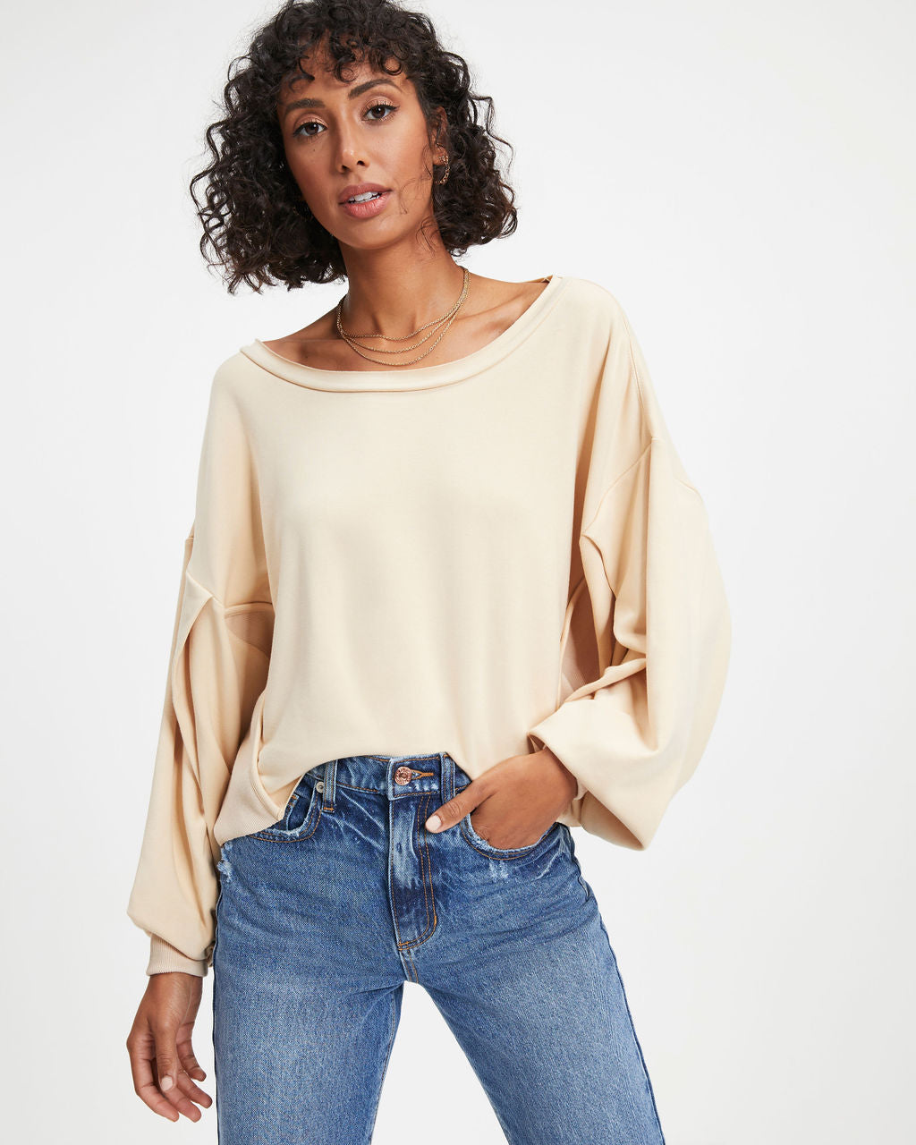 Jerome Knit Dolman Long Sleeve Top - Beige - FINAL SALE