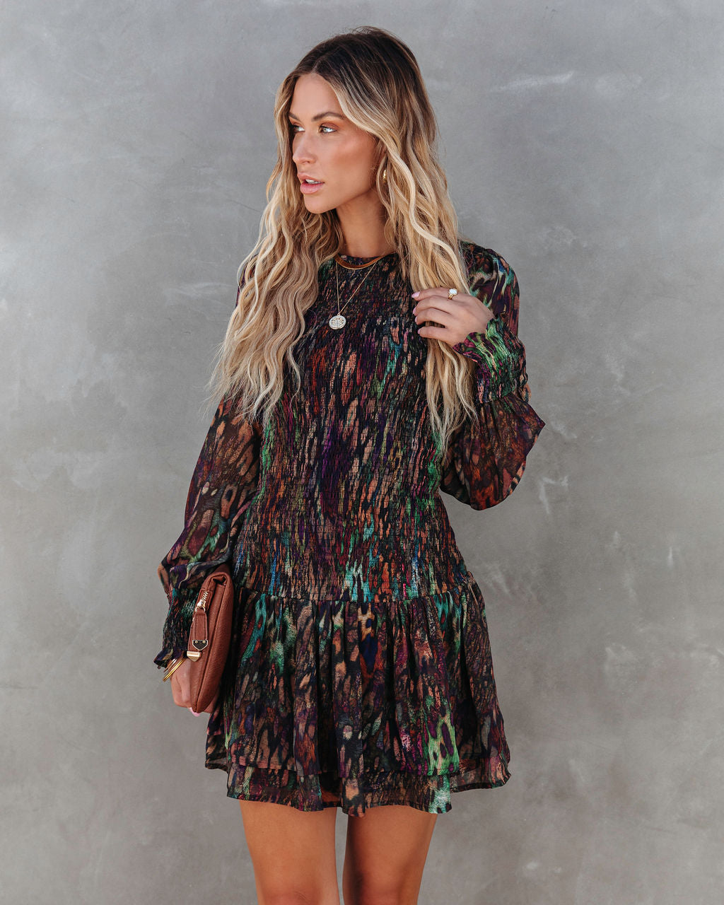 Jayde Printed Smocked Mini Dress