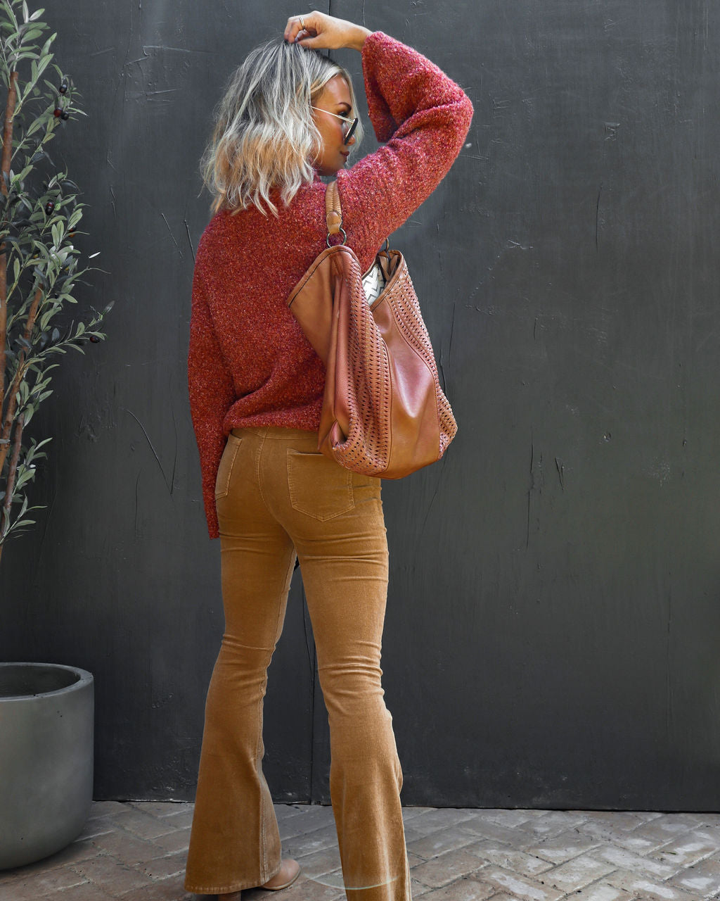 Warmest Wishes Knit Cowl Neck Bell Sleeve Sweater - Rust - SALE