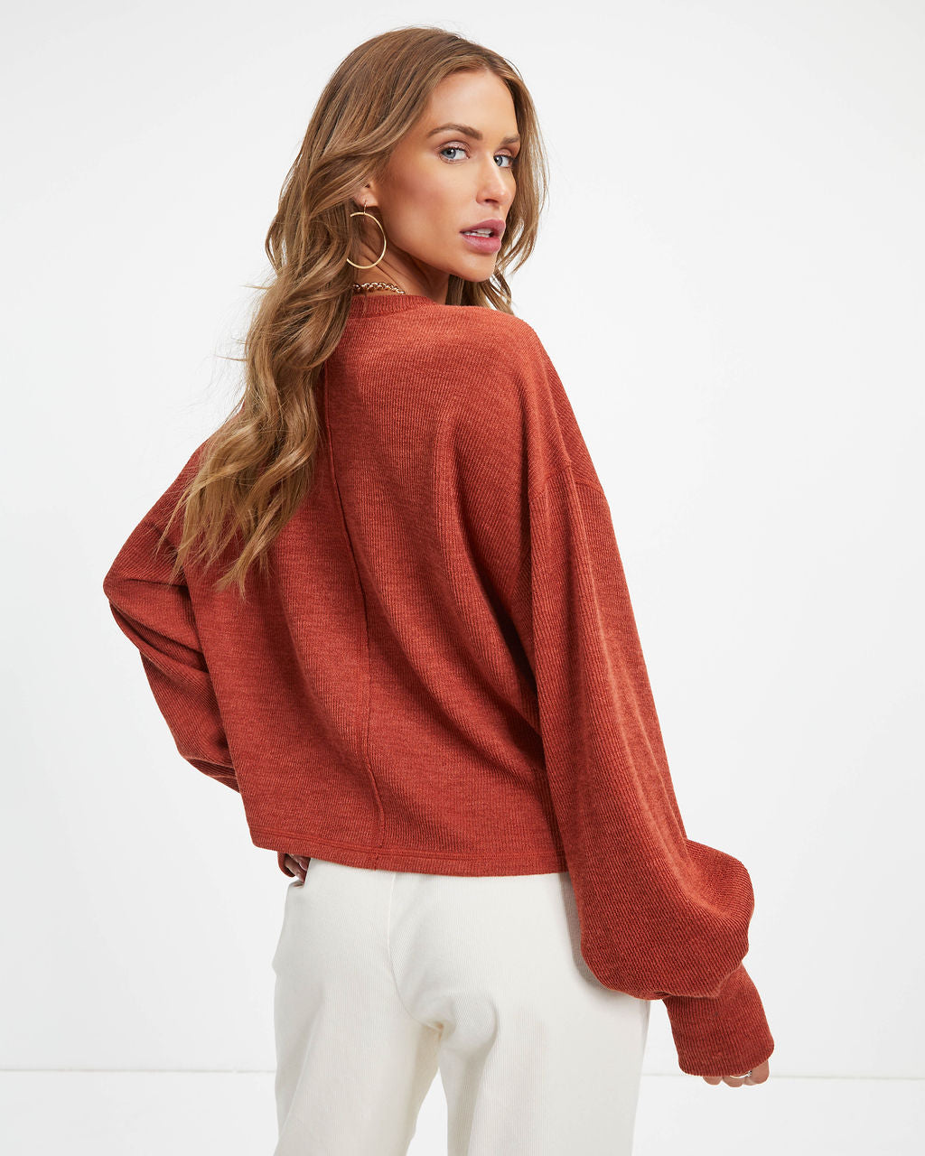Marcela Knit Pullover Sweater - Rust