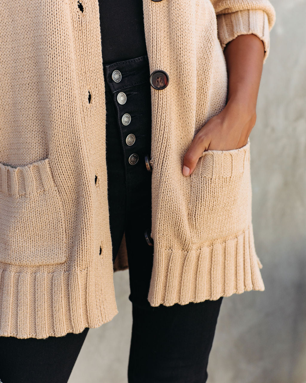 Kristen Knit Pocketed Cardigan - Camel - SALE