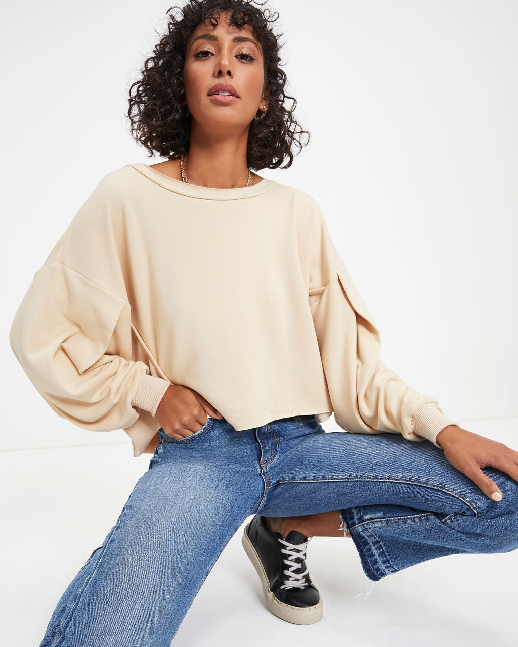 Jerome Knit Dolman Long Sleeve Top - Beige - FINAL SALE