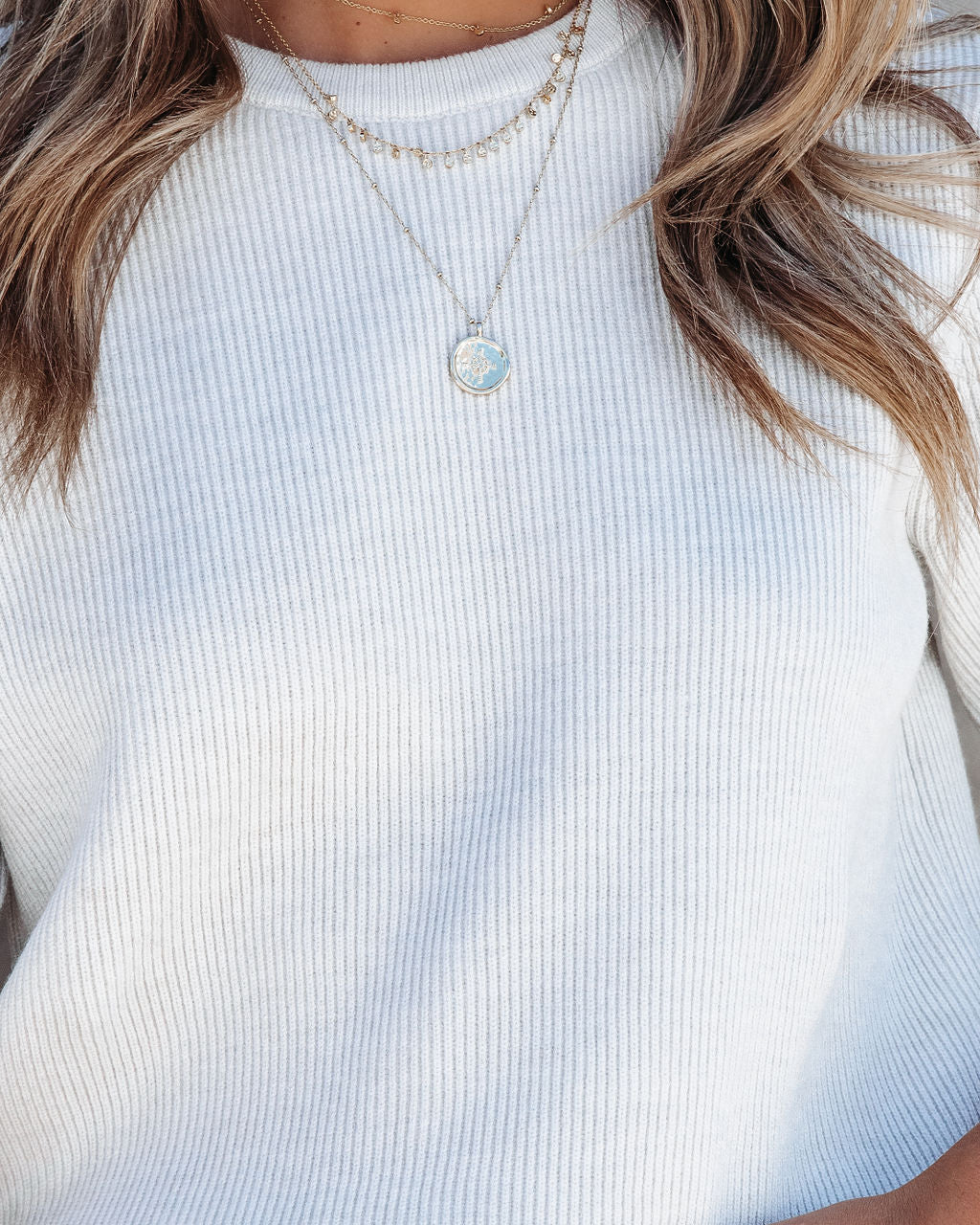 Knitted Perfection Ribbed Sweater Top - Light Grey - FINAL SALE