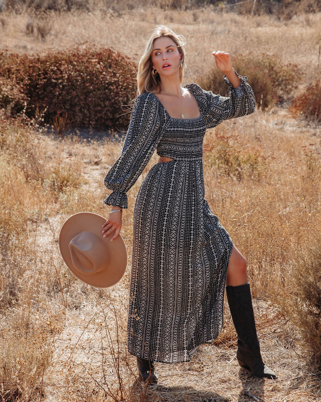 Desert Escape Printed Cutout Maxi Dress