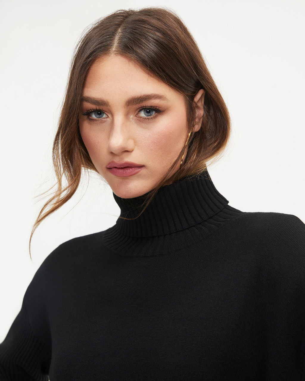 Mylah Knit Turtleneck Sweater Dress - Black