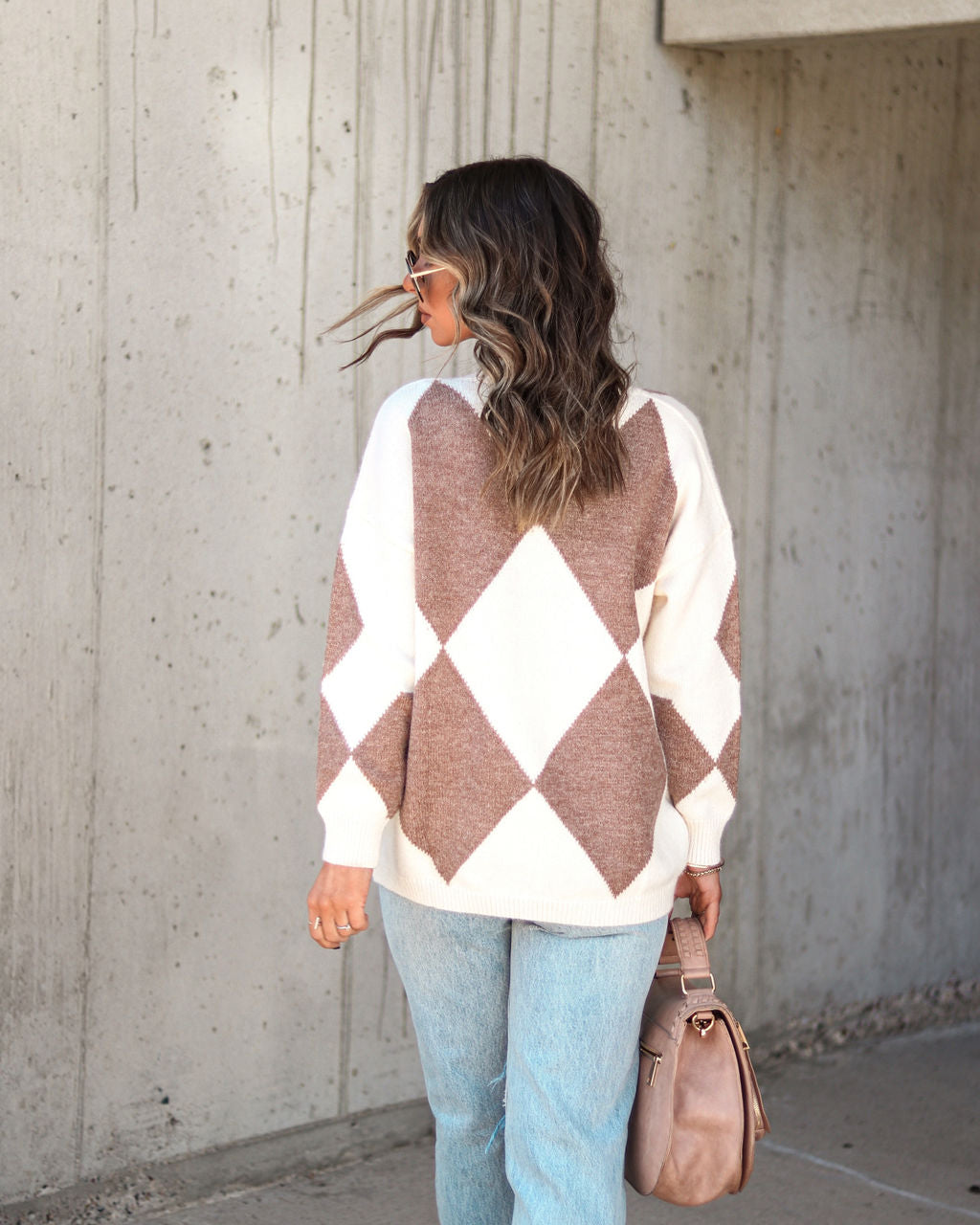 Serenity Knit Argyle Pullover Sweater