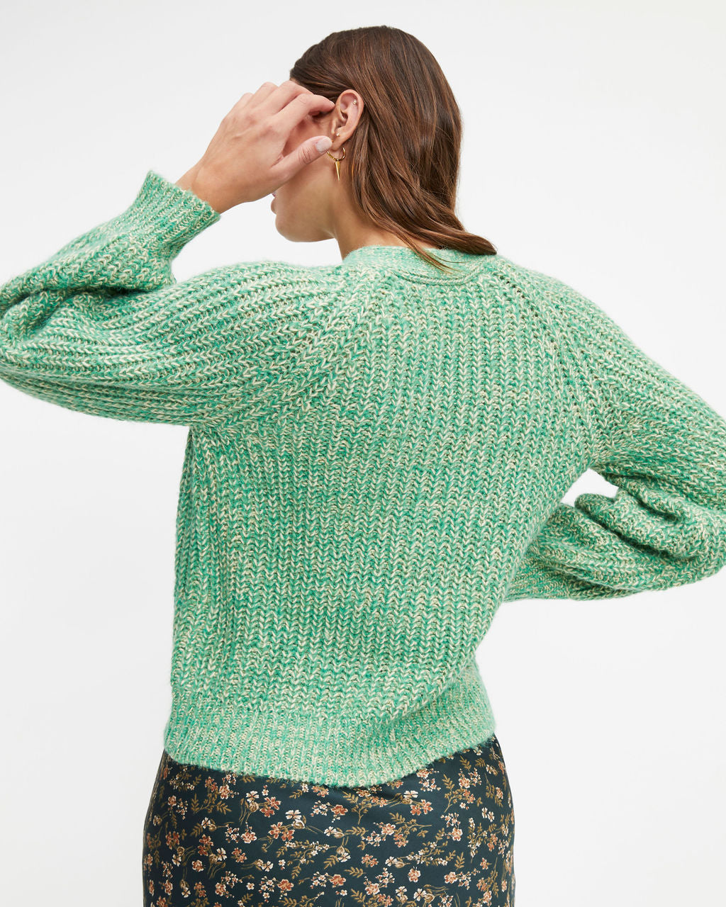 Ireland Knit Balloon Sleeve Cardigan - Green