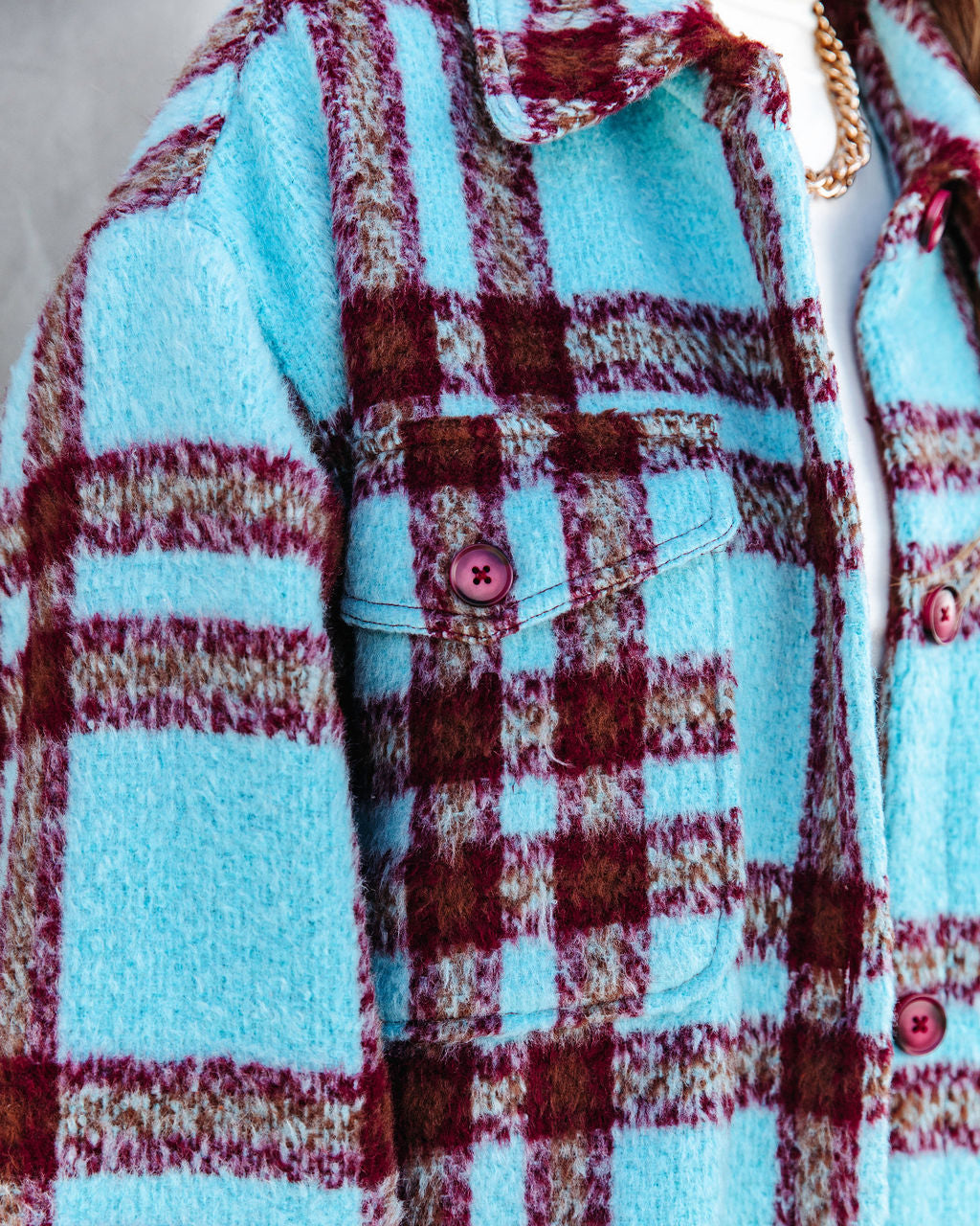 Always Amazing Pocketed Plaid Button Down Coat - SALE