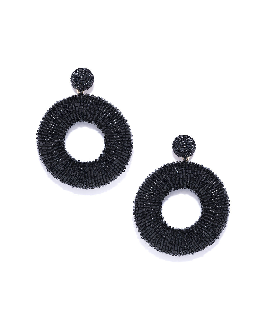 Priscilla Beaded Drop Earrings - Black