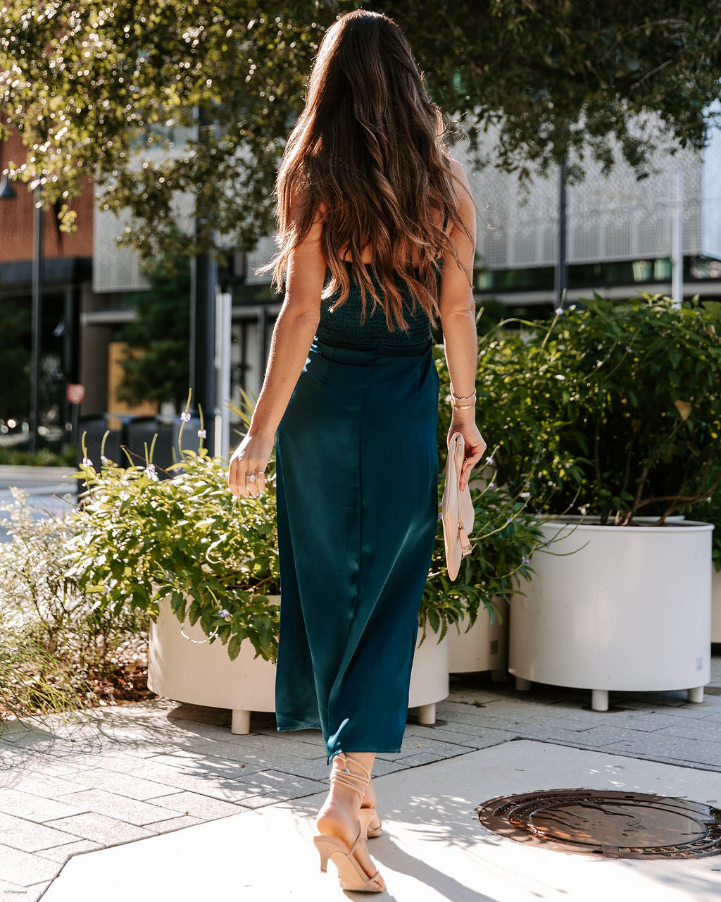 Simply Breathtaking Satin Cowl Neck Midi Dress - Hunter Green