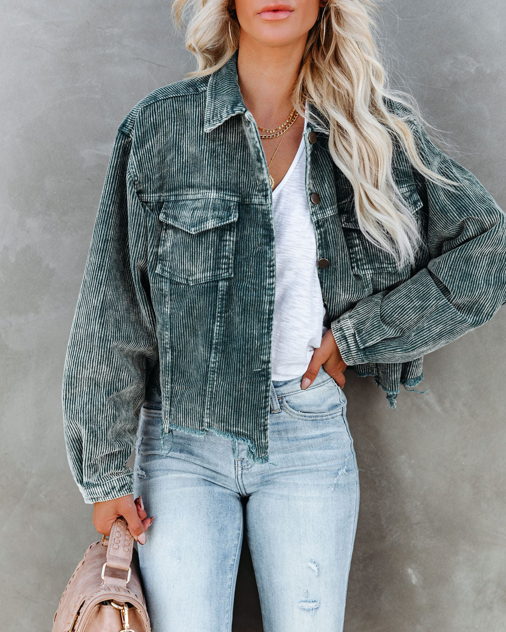 Paddington Distressed Cotton Corduroy Jacket - Hunter Green