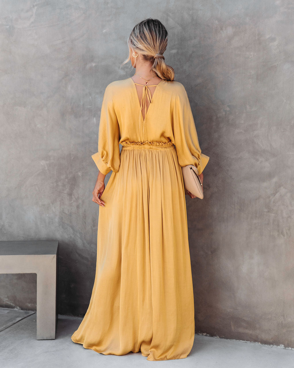 Good As Gold Satin Dolman Sleeve Maxi Dress - Marigold