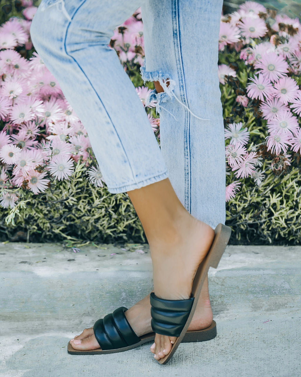 Skye Padded Square Toe Sandal - Black - FINAL SALE