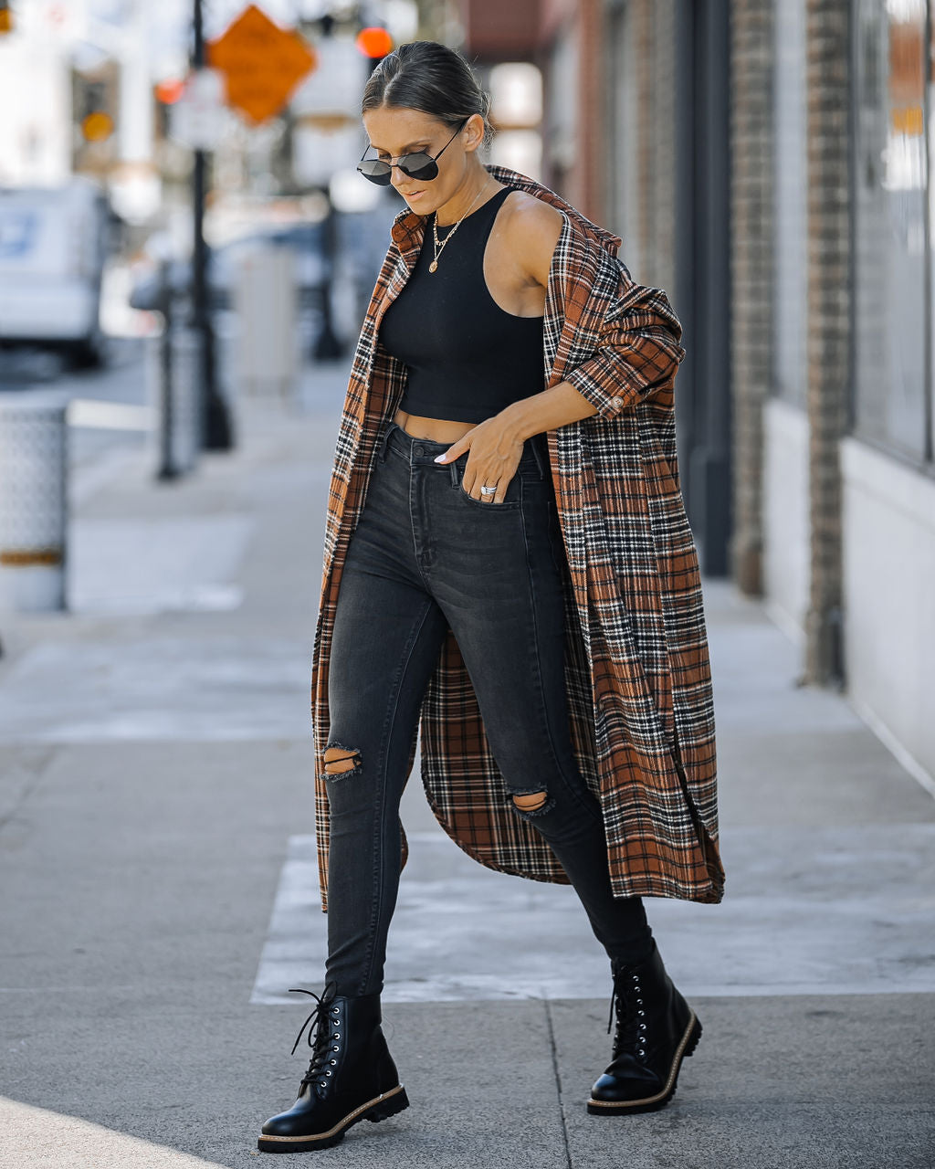 Expectations Plaid Button Up Coat