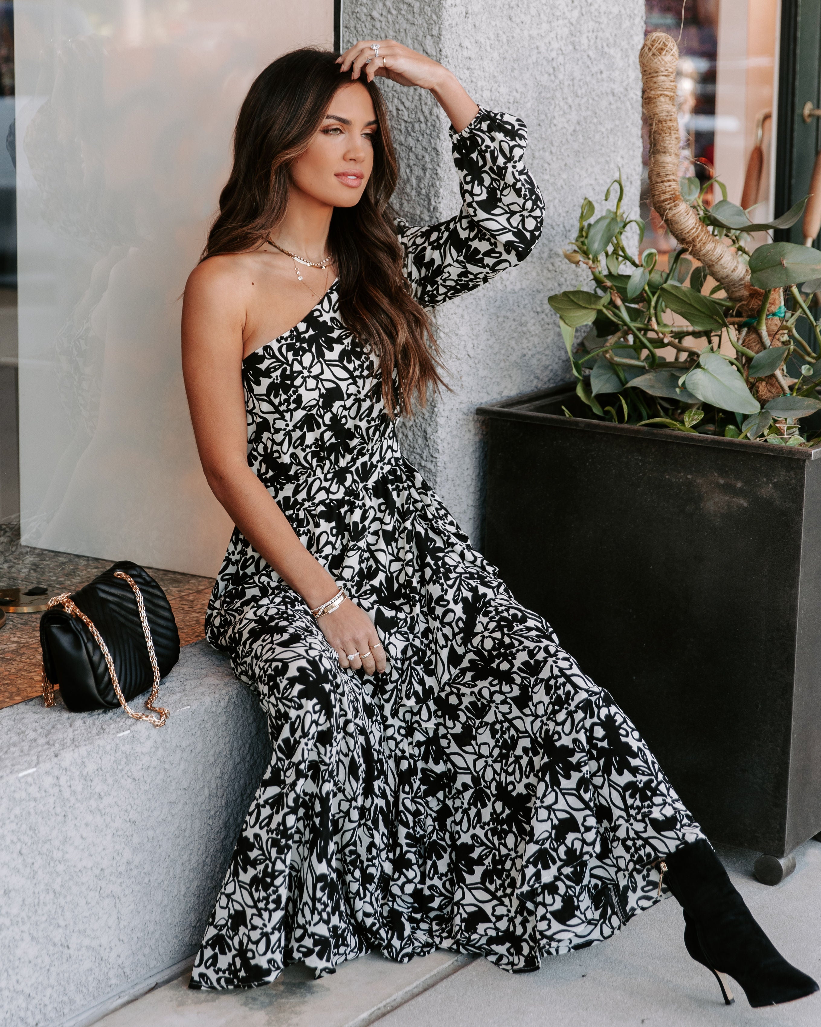 Marbella Floral One Shoulder Maxi Dress