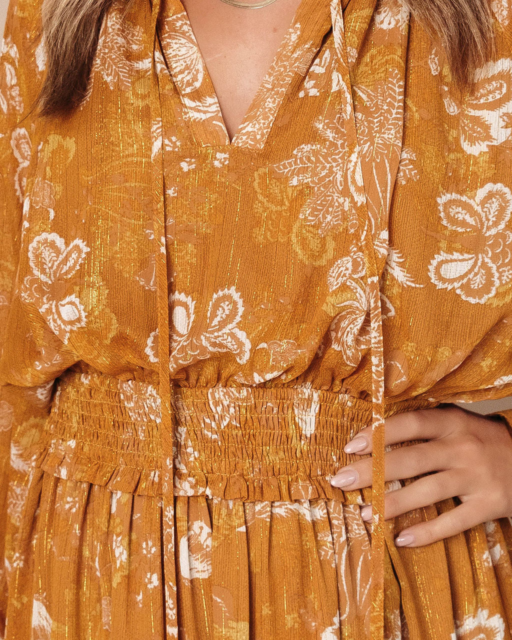 Brooklyn Floral Slit Maxi Dress - Marigold