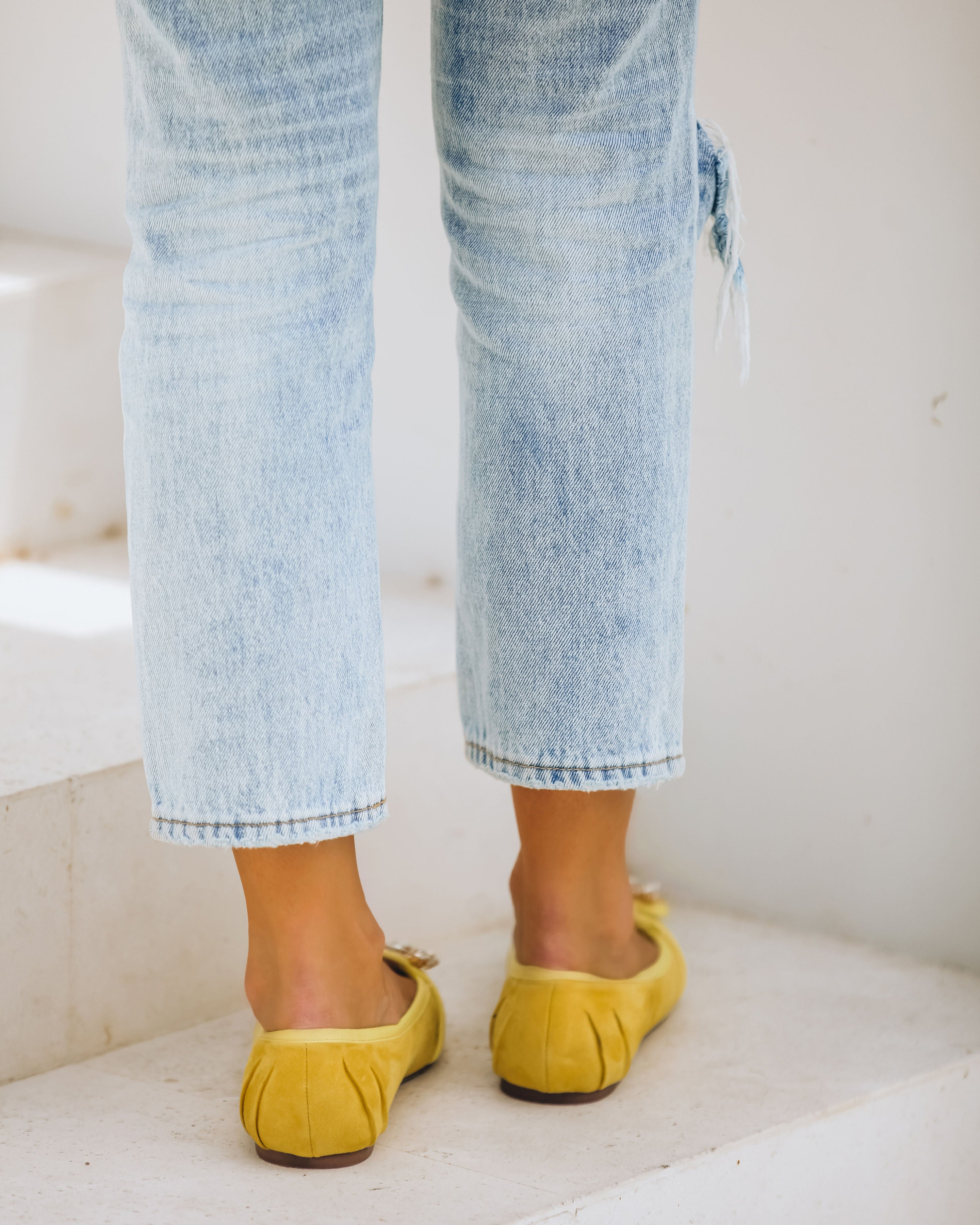 Vanderpump Embellished Faux Suede Flats - Yellow
