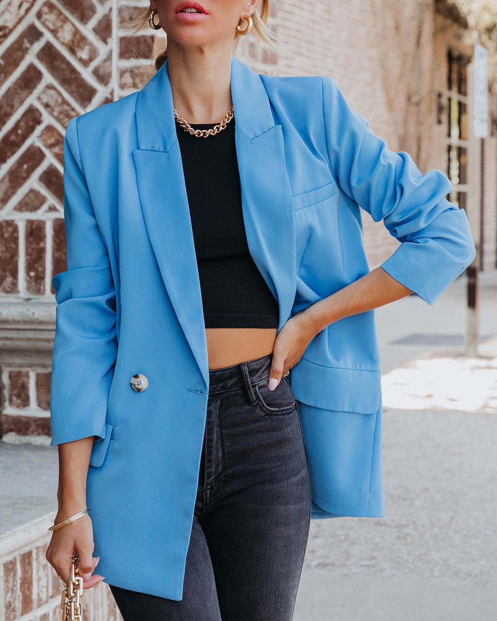 Whinn Pocketed Blazer - Blue - SALE