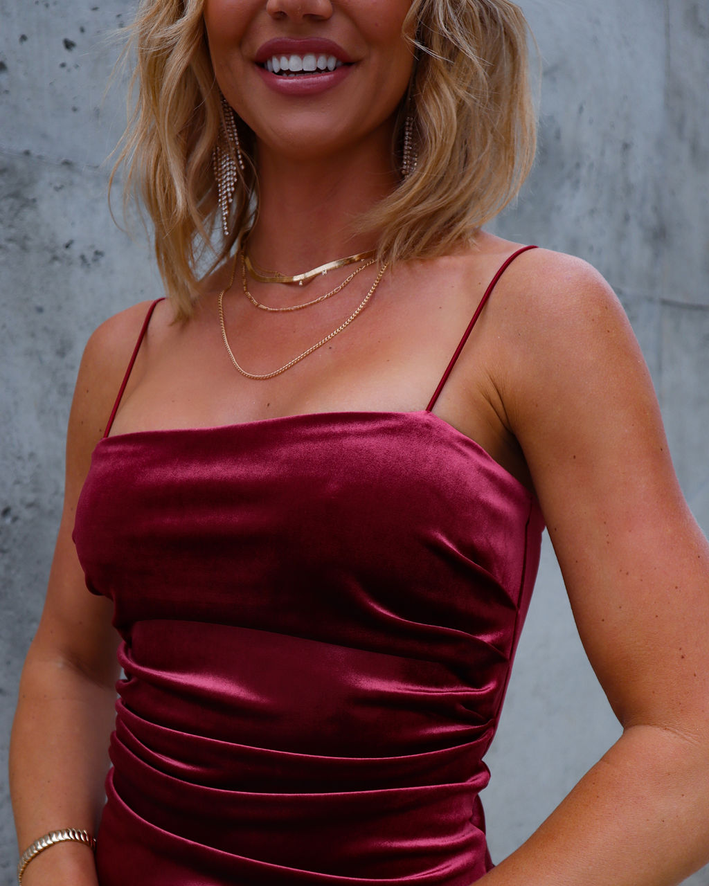 Alyssa Velvet Drape Mini Dress - Wine