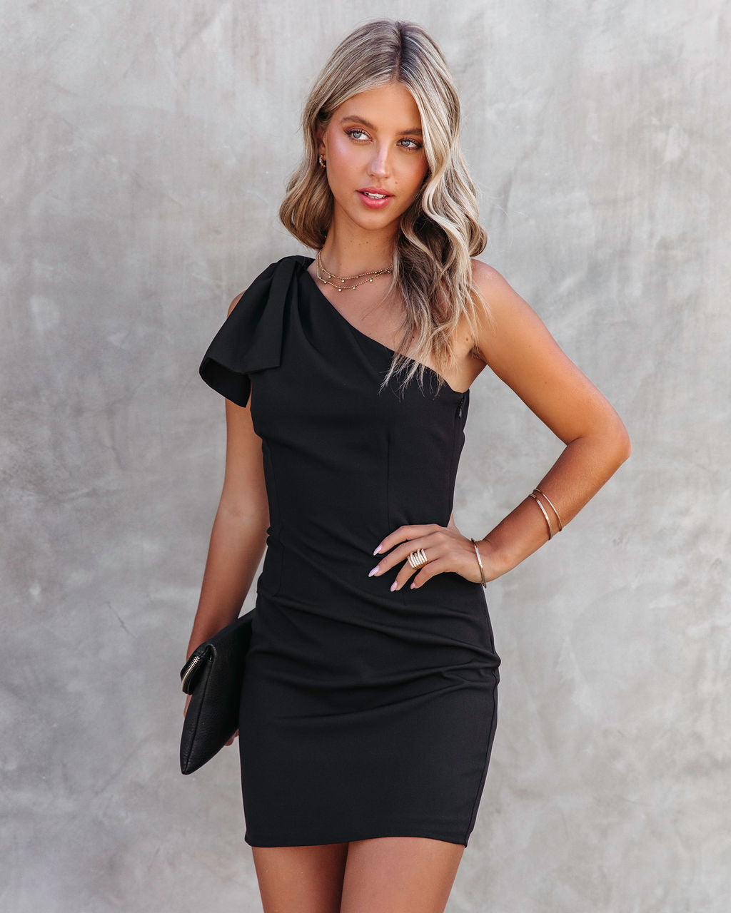 Cocktail Time One Shoulder Mini Dress - Black