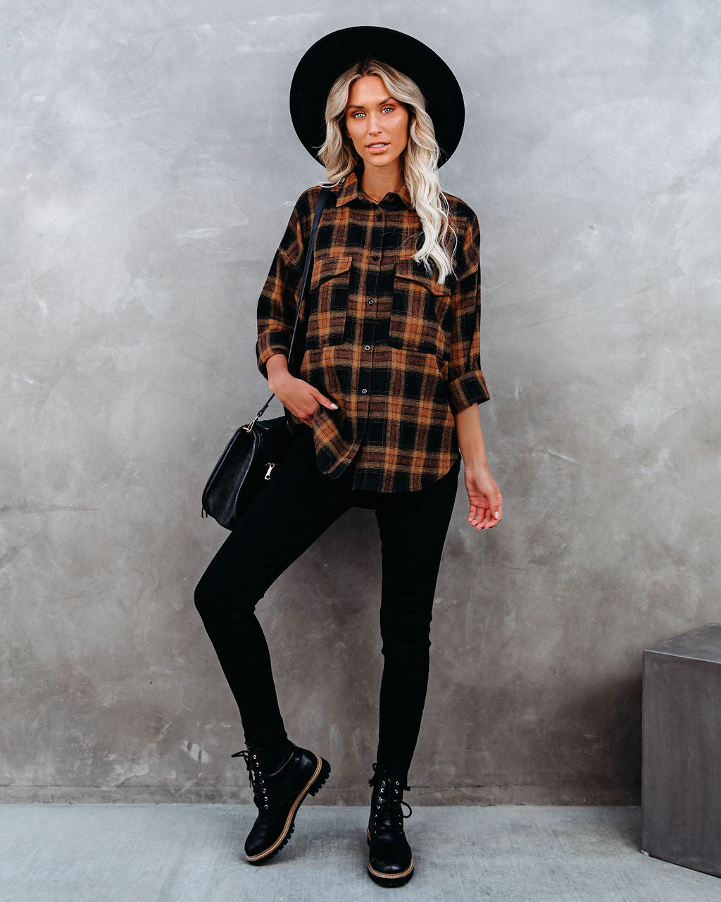 Petaluma Cotton Blend Plaid Button Down Top