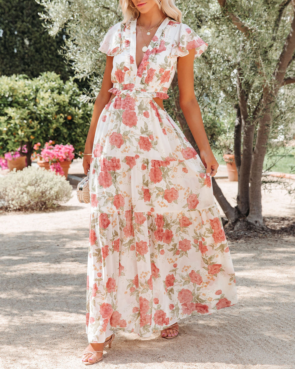 Moonlight Sonata Floral Cut Out Maxi Dress - FINAL SALE