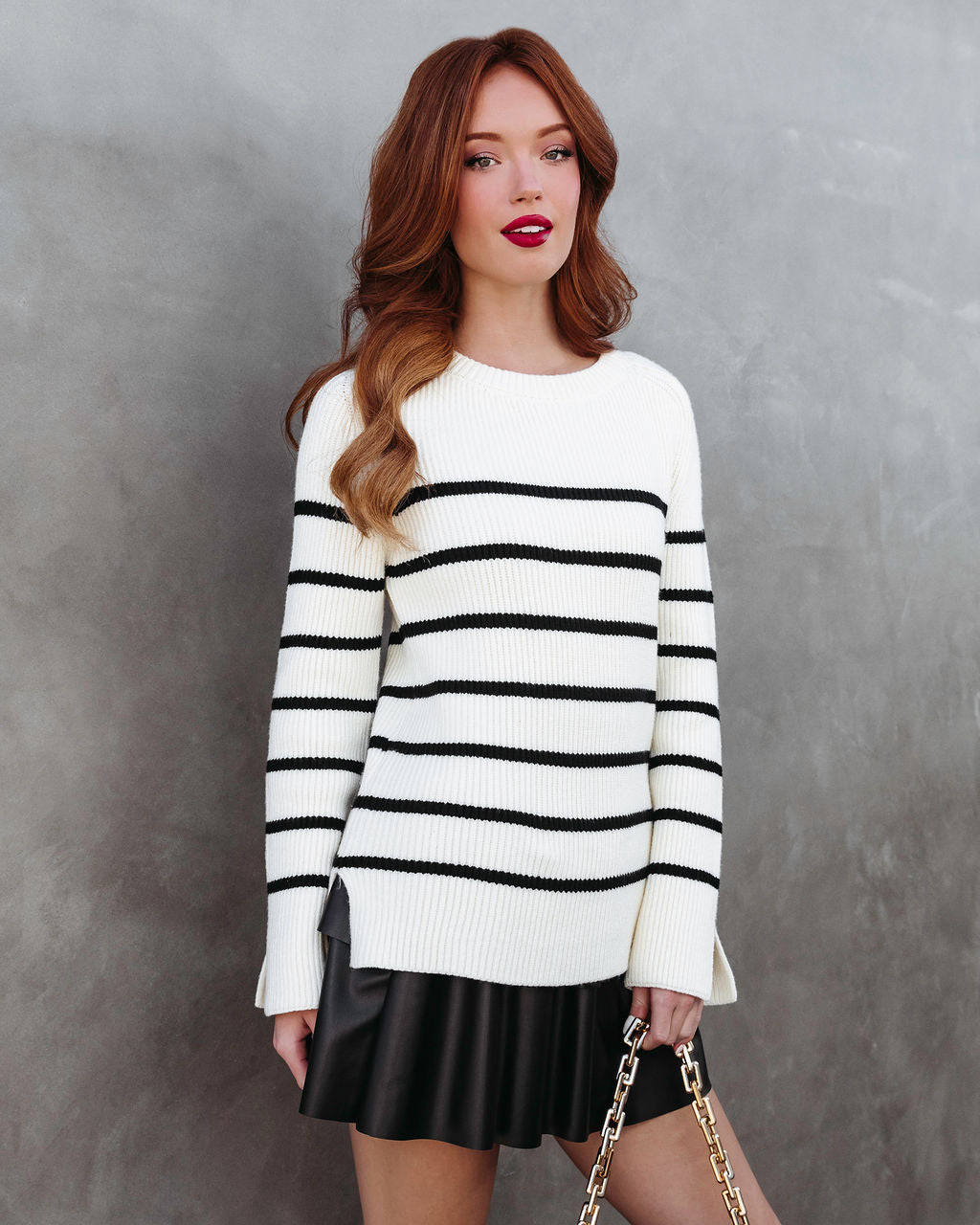 Take Me Away Striped Knit Pullover Sweater