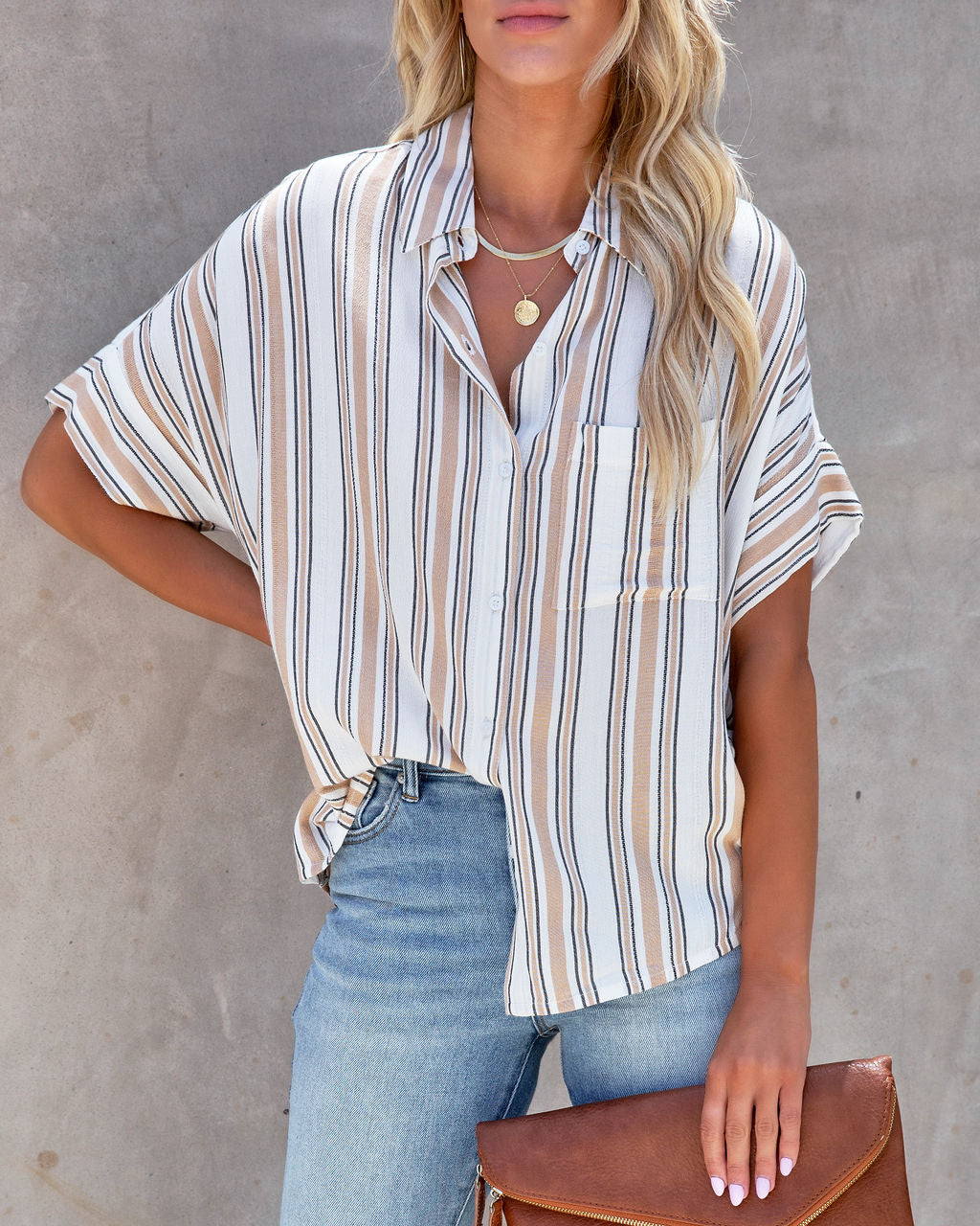 Ellian Striped Button Down Top - FINAL SALE