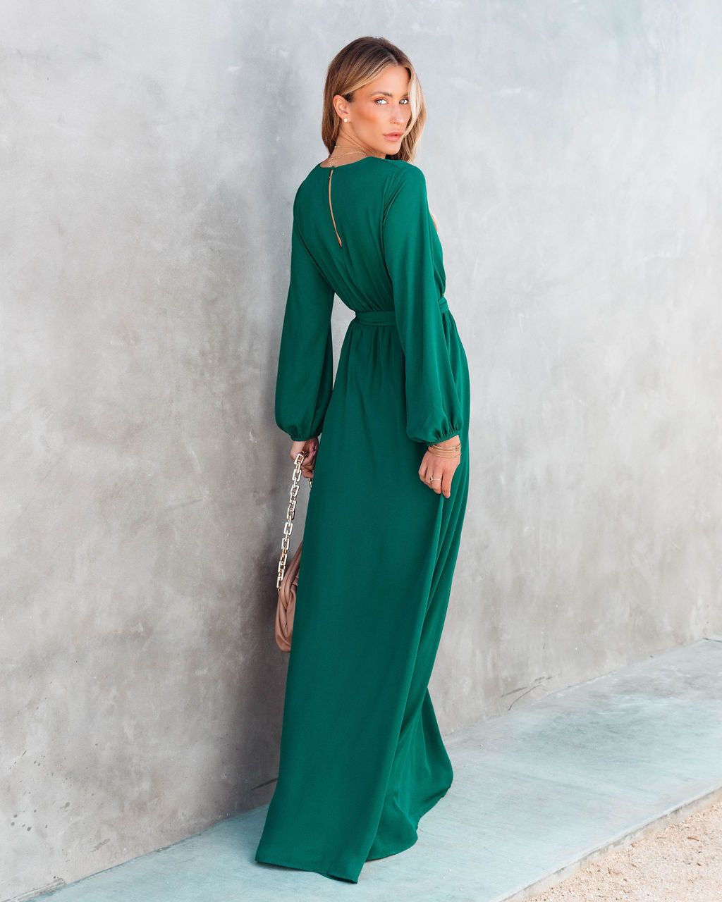 Elegance Is Beauty Front Tie Maxi Dress - Pine