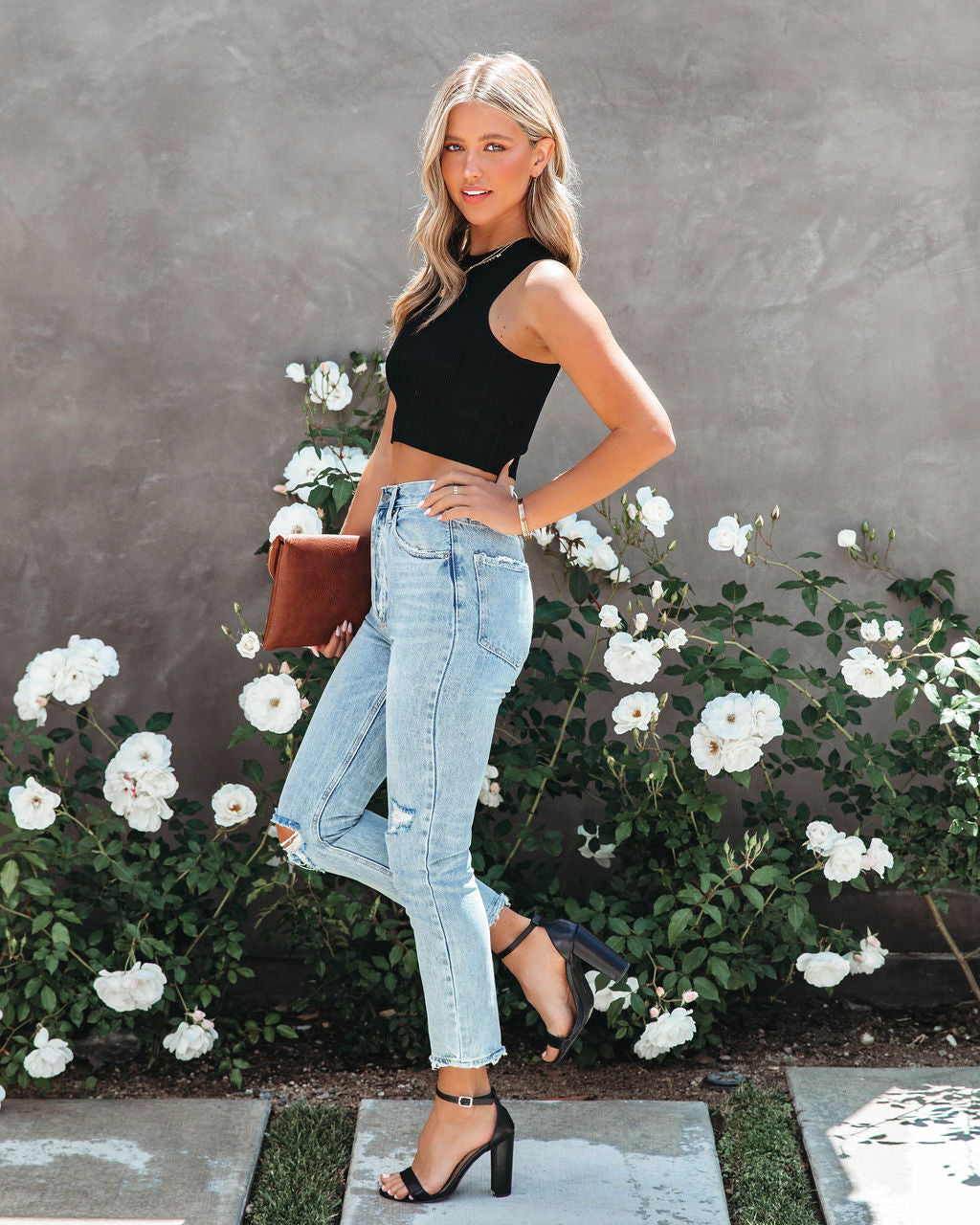 Nakia Ribbed Sleeveless Crop Top - Black - FINAL SALE