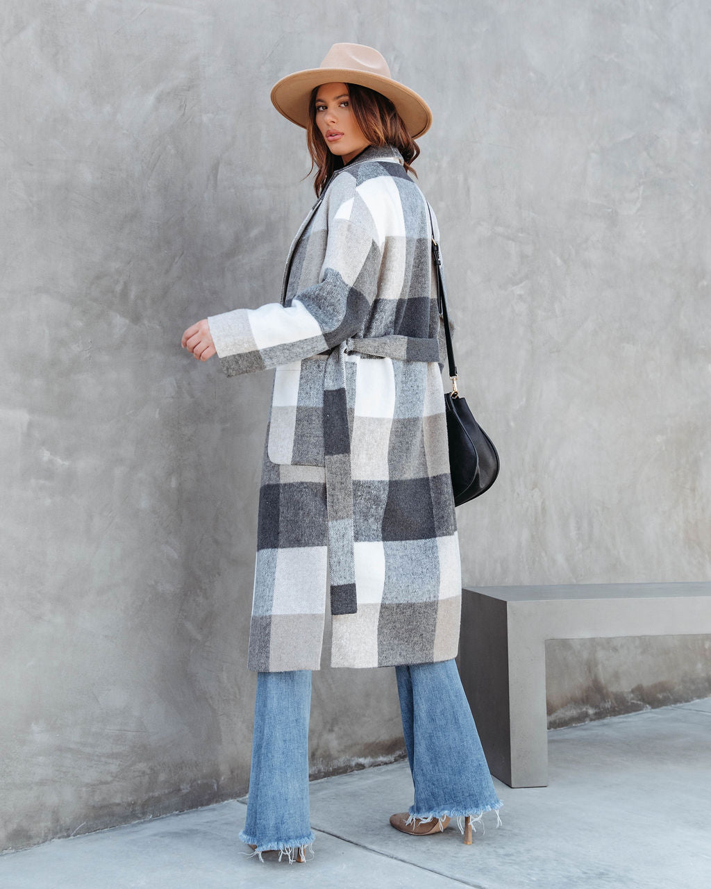 England Pocketed Plaid Coat