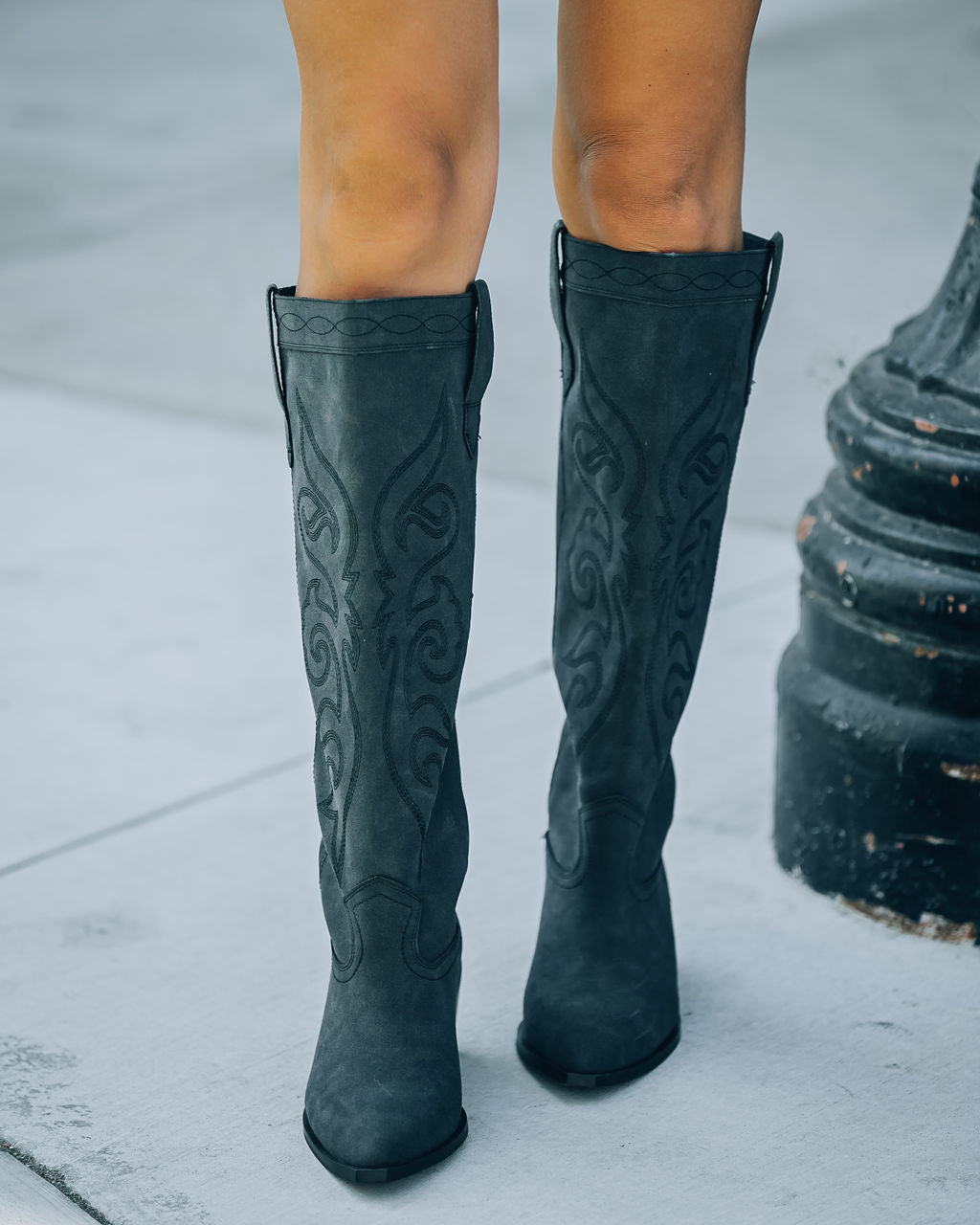 Carolina Western Faux Leather Boots - Black