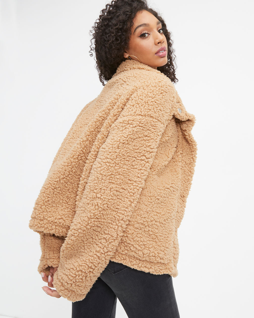 Cabin Dates Pocketed Teddy Jacket - Camel