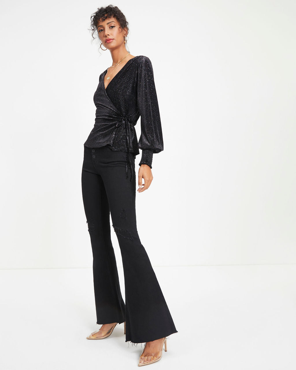 Beyond Fabulous Metallic Velvet Wrap Top - FINAL SALE