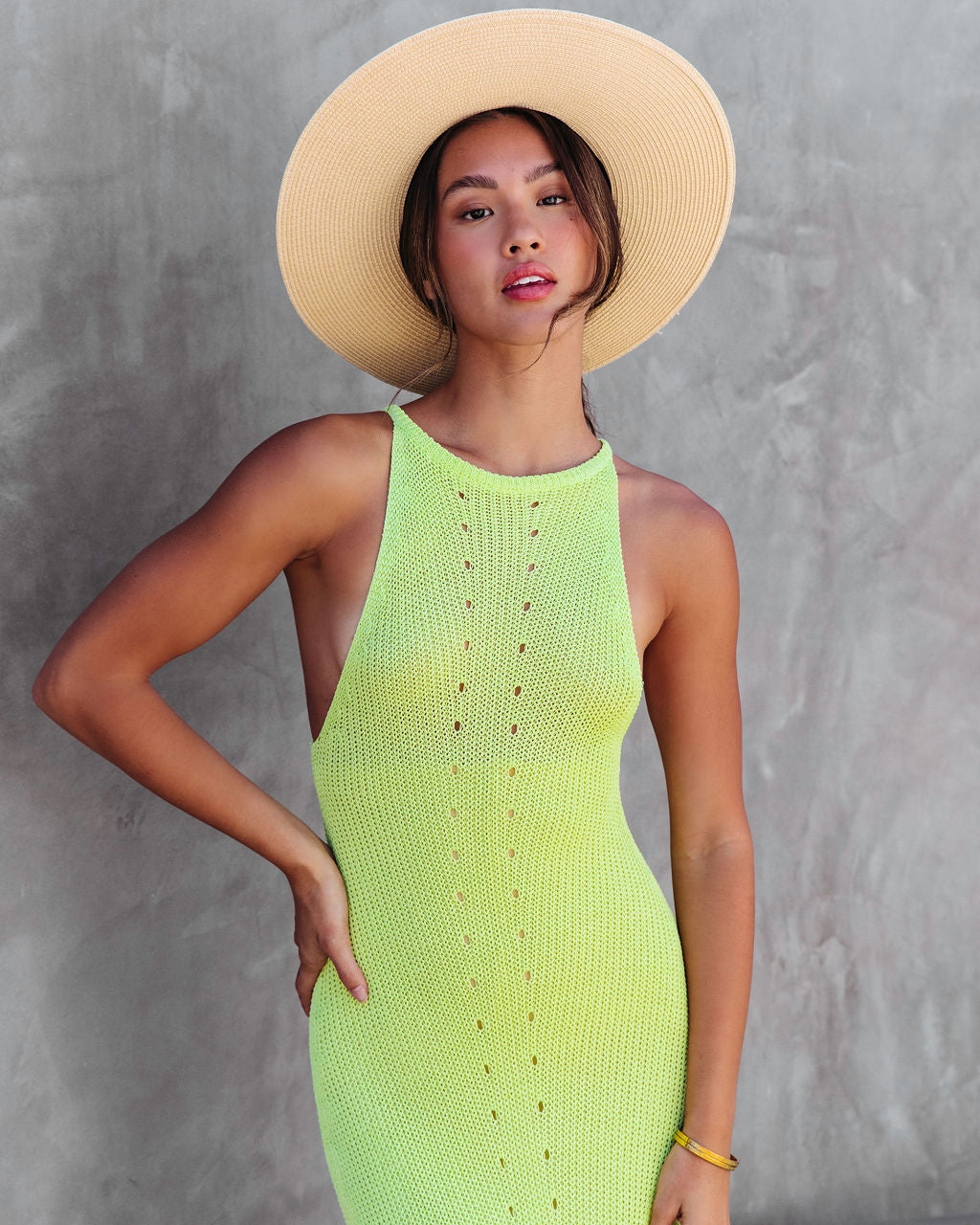 Maui Knit Maxi Dress - Lime - FINAL SALE