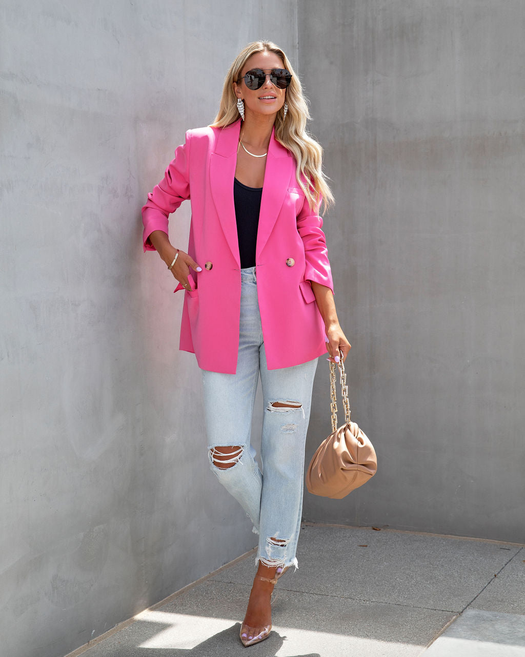 Whinn Pocketed Blazer - Pink - FINAL SALE