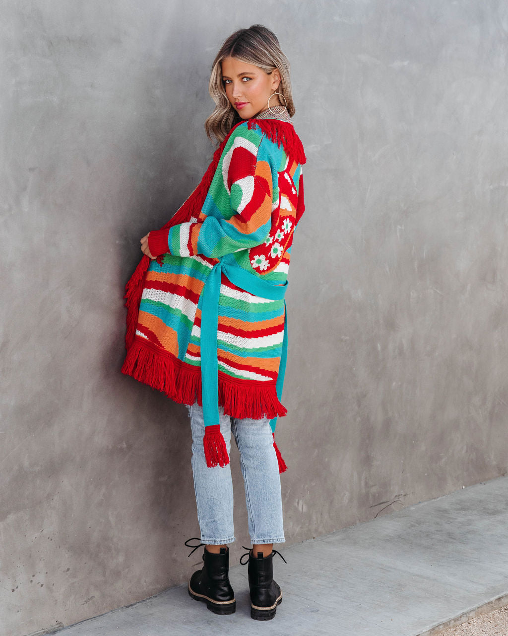 Let The Good Times Roll Knit Fringe Cardigan - Multi