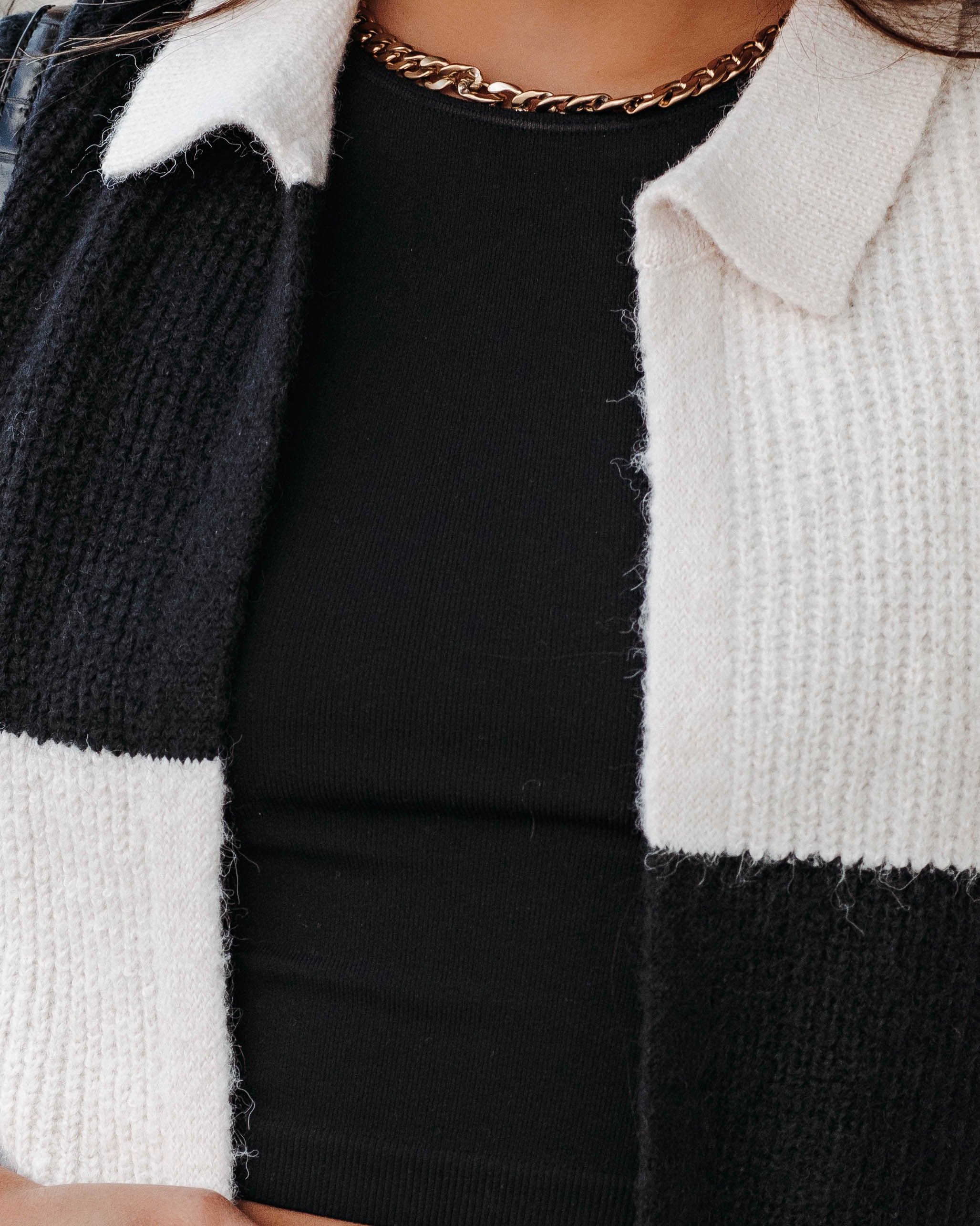 All The Right Moves Checkered Collared Cardigan