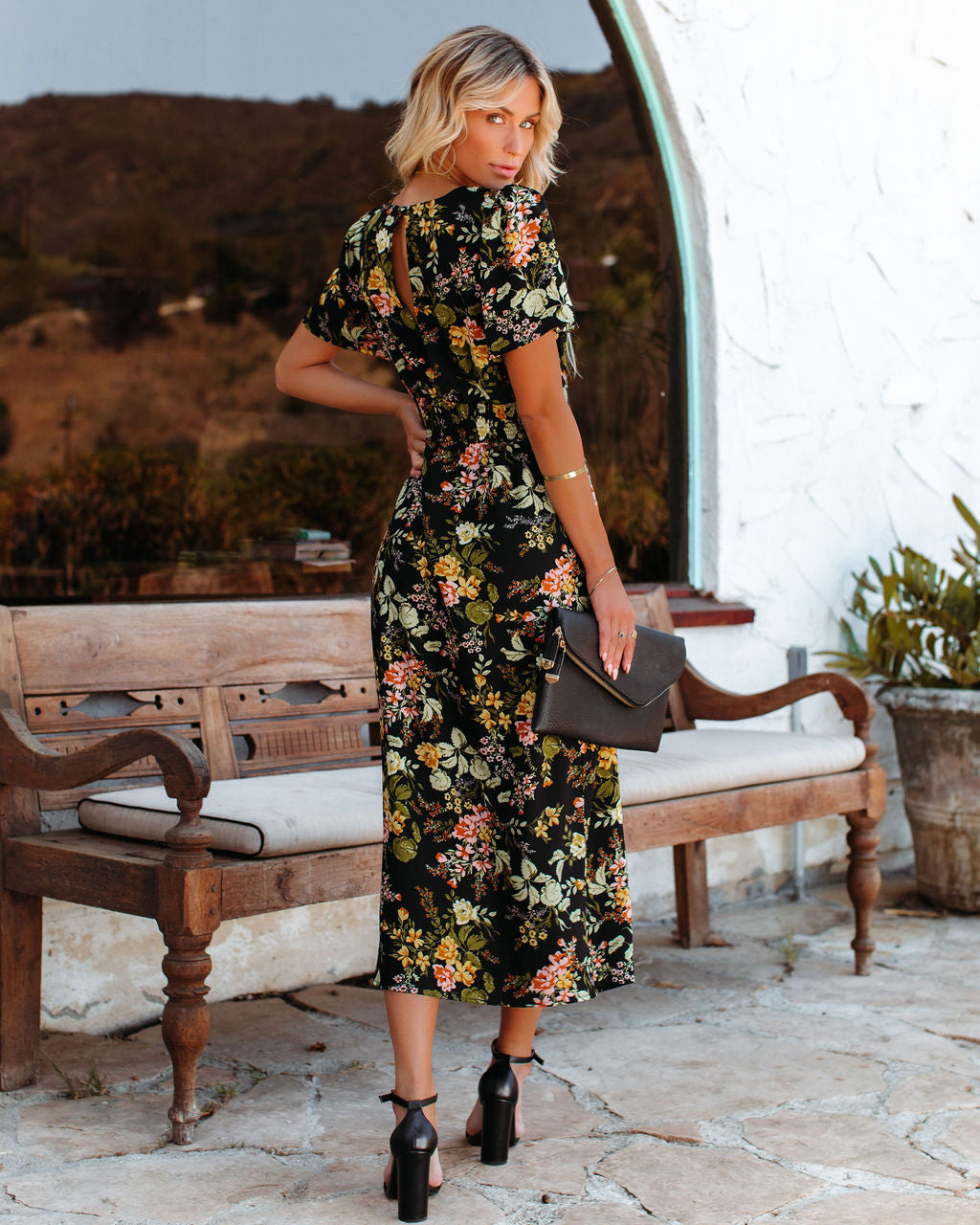 Jaune Floral Slit Midi Dress - SALE