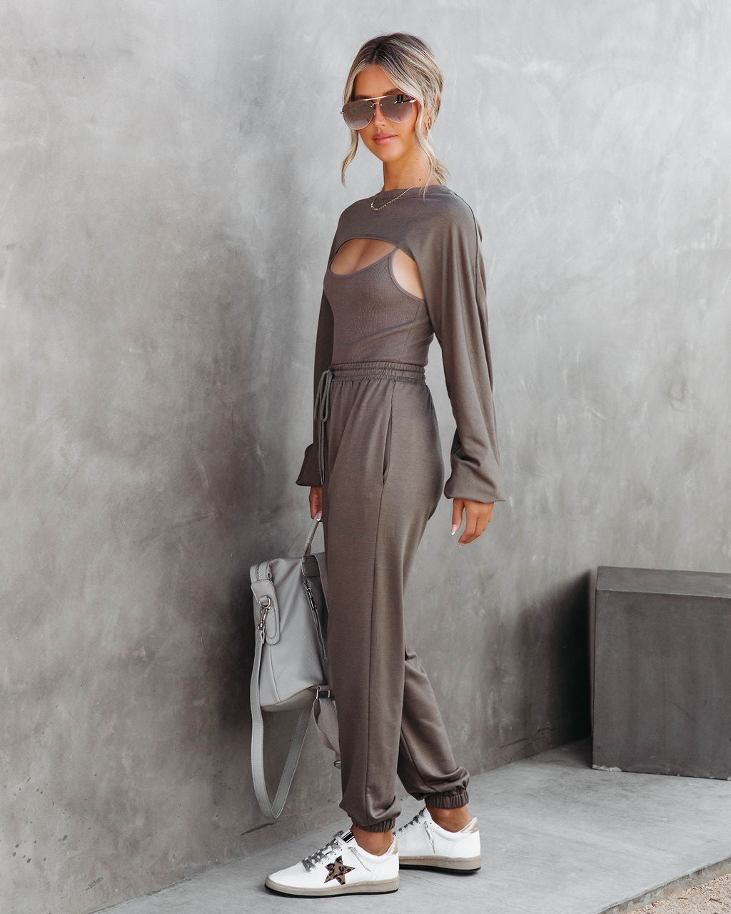 Janelle Ribbed Shrug Top - Olive