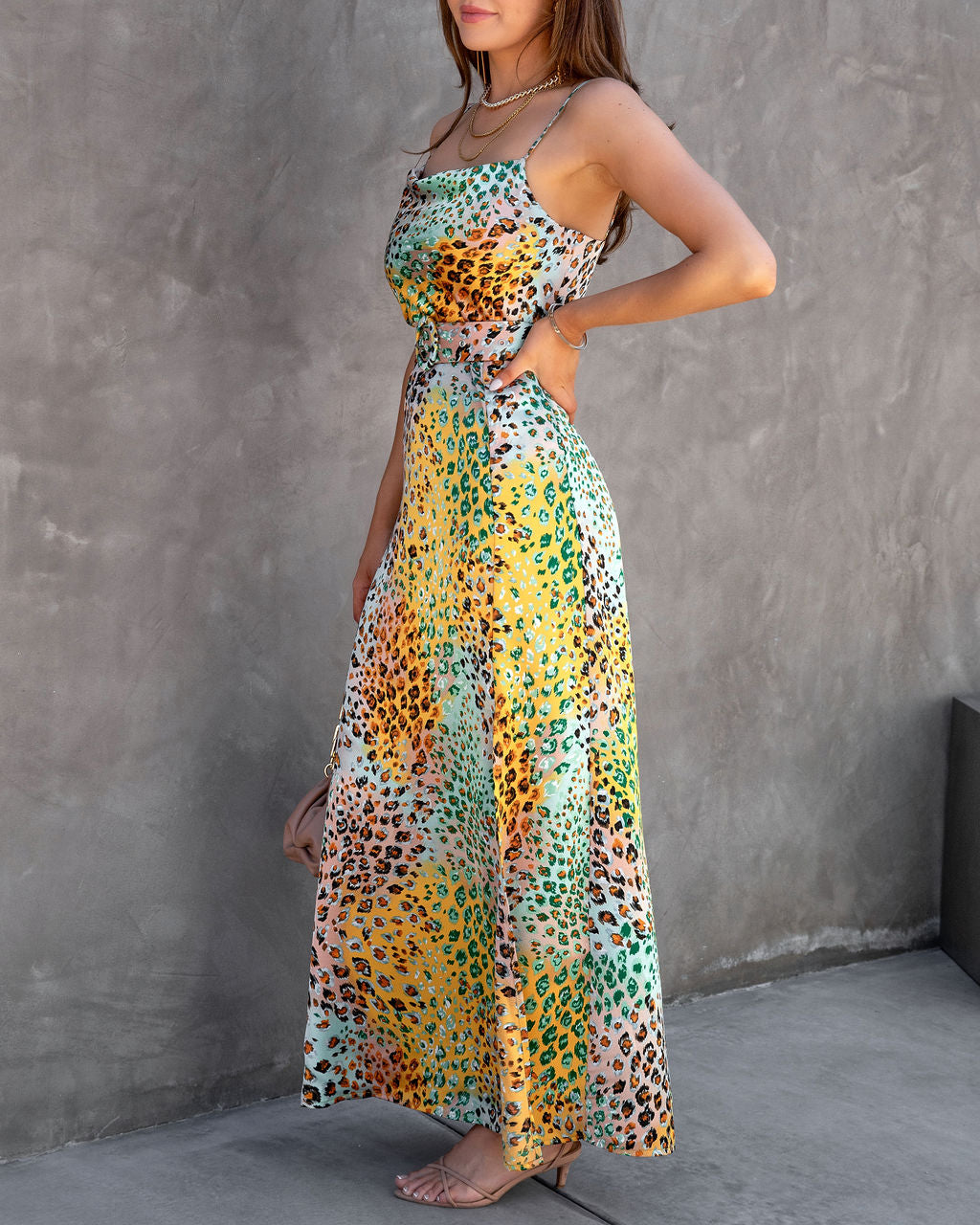 Octtivia Belted Satin Slip Maxi Dress - FINAL SALE