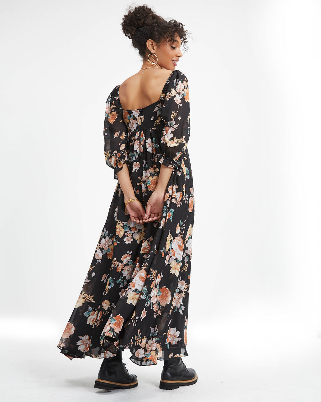 Miller Floral Chiffon Maxi Dress - Black - FINAL SALE