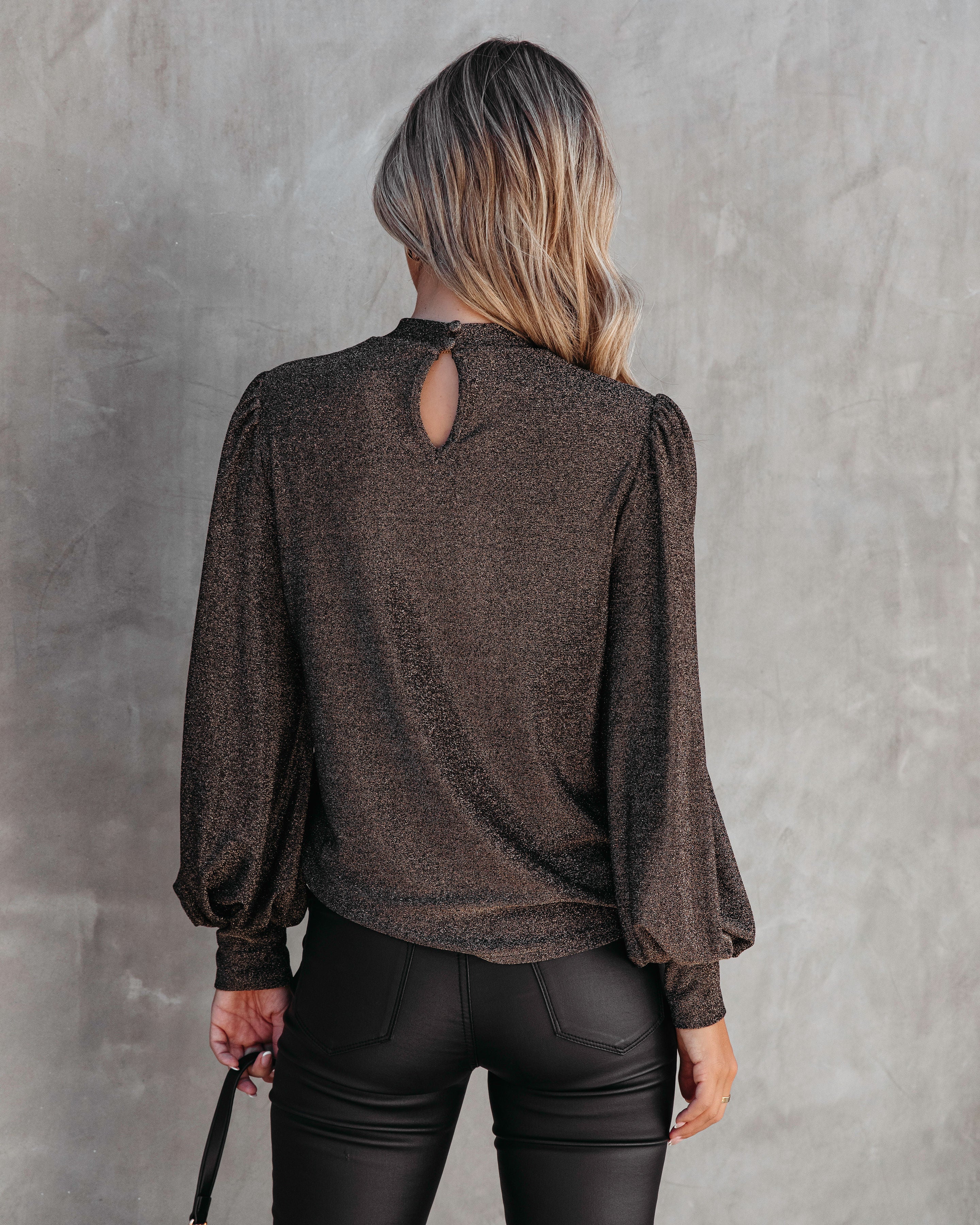 Royally Ever After Metallic Puff Sleeve Top